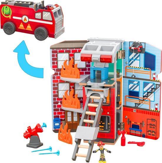 KidKraft Houten brandweerkazerne met 17 accessoires, licht e, Kinderen en Baby's, Speelgoed | Educatief en Creatief, Nieuw, Verzenden