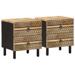 vidaXL Nachtkastjes 2 st 40x33,5x46 cm massief ruw mangohout, Huis en Inrichting, Verzenden, Nieuw, Hout