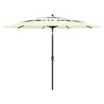 vidaXL Parasol 3-laags met aluminium paal 3 m zandkleurig, Verzenden, Nieuw, 3 tot 4 meter