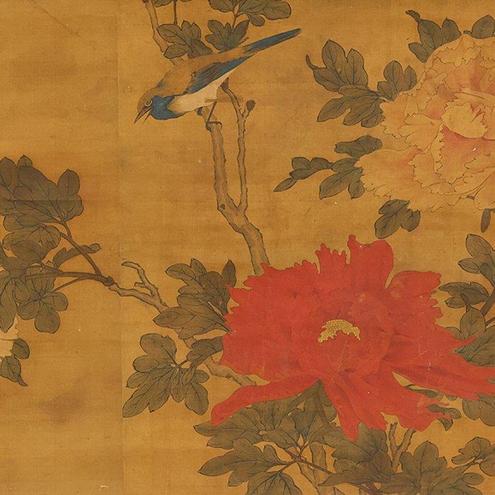 Little Bird, Red and White Peonies - Attributed to Shin, Antiek en Kunst, Antiek | Overige Antiek
