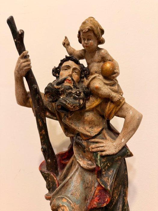 Figuur - Heiliger Christophorus mit Jesuskind - 41 cm - NO, Antiek en Kunst, Antiek | Boeken en Bijbels