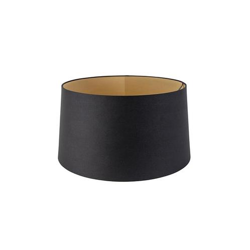 Katoenen lampenkap zwart 40/45/25 met gouden binnenkant, Huis en Inrichting, Lampen | Lampenkappen, Minder dan 25 cm, Rond, Zwart