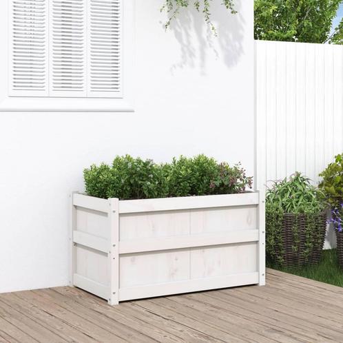 vidaXL Plantenbak 90x50x50 cm massief grenenhout wit, Tuin en Terras, Bloembakken en Plantenbakken, 60 tot 100 cm, Nieuw, Hout