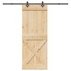 vidaXL Schuifdeur met beslag 90x210 cm massief grenenhout, Doe-het-zelf en Verbouw, Verzenden, Nieuw