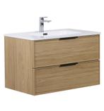 Badkamermeubel Set Luxor 80cm Licht Eiken Badmeubel, Huis en Inrichting, Badkamer | Badkamermeubels, Verzenden, Nieuw, Wastafelkast