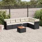 vidaXL 8-delige Loungeset met kussens poly rattan zwart, Nieuw, 8 zitplaatsen, Loungeset, Verzenden
