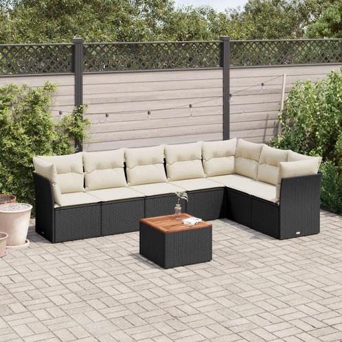 vidaXL 8-delige Loungeset met kussens poly rattan zwart, Tuin en Terras, Tuinsets en Loungesets, Loungeset, Nieuw, 8 zitplaatsen
