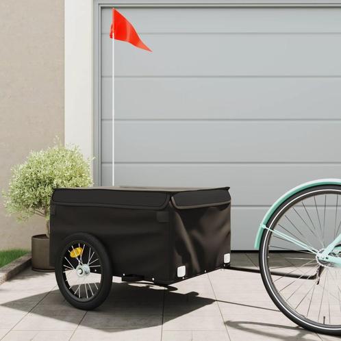 vidaXL Fietstrailer 45 kg ijzer zwart, Fietsen en Brommers, Fietsaccessoires | Aanhangers en Karren, Nieuw, Verzenden