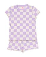 HEMA Kinder shortama rib ruiten paars, Verzenden, Nieuw