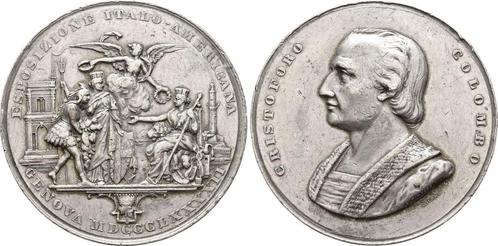 Zinnmedaille auf Christoph Columbus 1892 Italien Genua:, Postzegels en Munten, Munten | Amerika, Verzenden