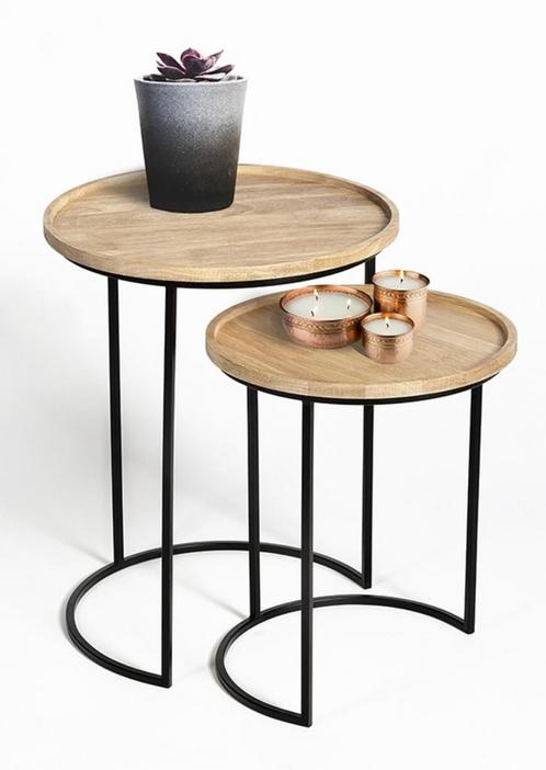 Moderne bijzettafel - halve maan - set van 2 - zwart -, Huis en Inrichting, Tafels | Bijzettafels, Nieuw, Verzenden