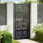 vidaXL Poort met bladontwerp 105x205 cm staal zwart, Verzenden, Nieuw