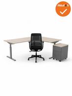 Hoekbureau Tube - Ronde hoek - zilvergrijs onderstel - afmet, Werkplek, Ophalen of Verzenden, Gebruikt, Bureau
