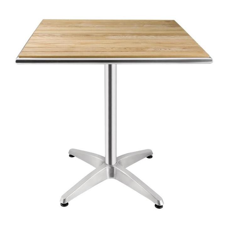 Bolero vierkante terrastafel met essenhouten blad 70cm, Zakelijke goederen, Horeca | Meubilair en Inrichting, Verzenden