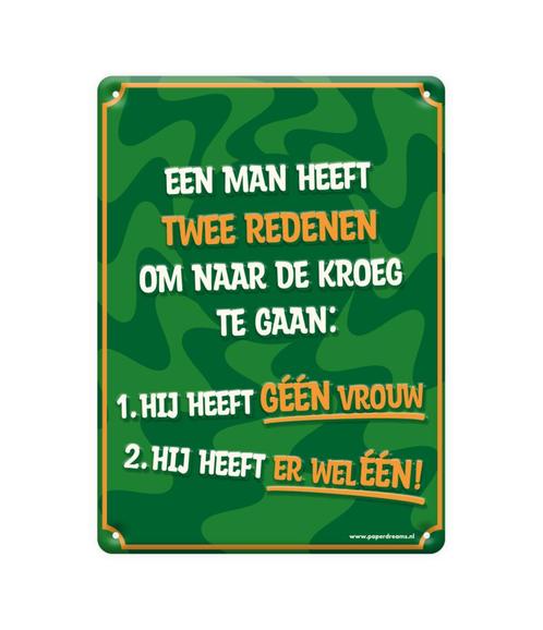 Metalen Bord Twee Redenen, Hobby en Vrije tijd, Feestartikelen, Nieuw, Verzenden
