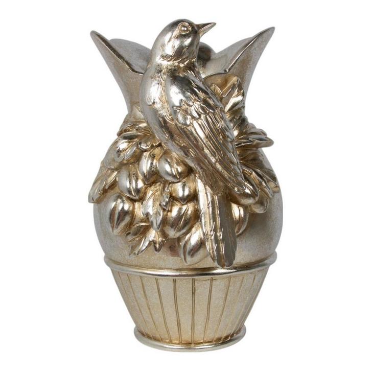 Vaas Vogel hars zilver 18x16x26cm, Huis en Inrichting, Woonaccessoires | Overige, Verzenden