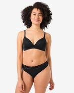 HEMA Damesstring naadloos micro met kant zwart 3+1 gratis, Kleding | Dames, Verzenden, Zwart