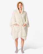HEMA Dames bankponcho one size capuchon en zakken crème, Verzenden, Nieuw