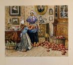 Henri Cassiers (1858-1944) - Collecting apples, Antiek en Kunst