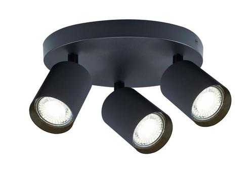 Ronde Opbouw Spot Zwart | 3x Verstelbare Spots | GU10 Lamp, Huis en Inrichting, Lampen | Plafondlampen, Nieuw, Metaal, Ophalen of Verzenden