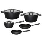 5 Delige Fiskars Hard Face Pannenset Zwart, energiezuinig, Huis en Inrichting, Keuken | Potten en Pannen, Verzenden, Nieuw