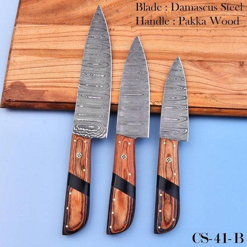 Keukenmes - Chefs knife - paka hout, gevouwen staal - Noord, Antiek en Kunst, Antiek | Keukenbenodigdheden