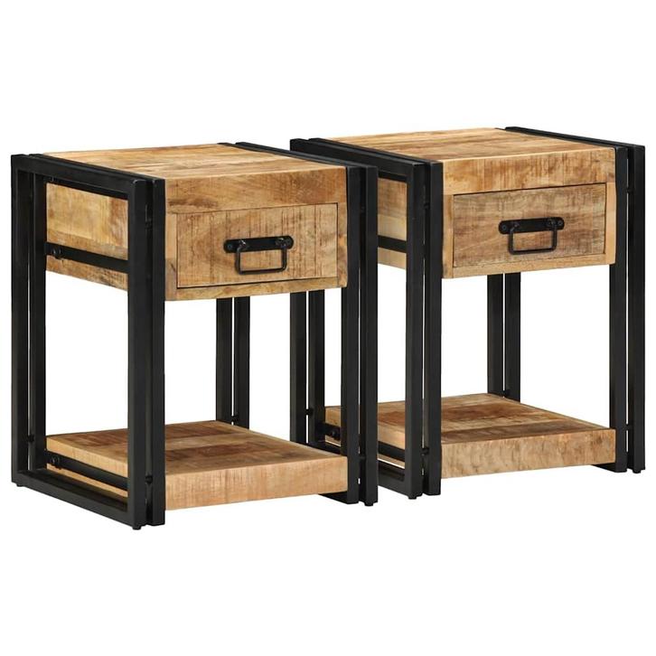 vidaXL Nachtkastjes 2 stuks 40x40x50 cm Massief ruw hout, Huis en Inrichting, Slaapkamer | Nachtkastjes, Nieuw, Hout, Verzenden