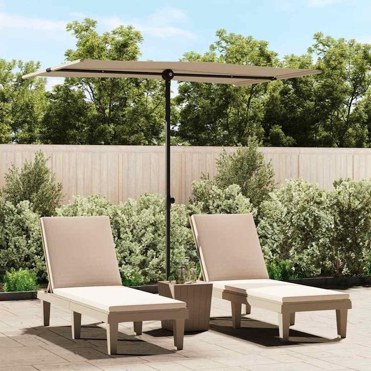 vidaXL Parasol met aluminium paal 2x1,5 m taupe, Tuin en Terras, Parasols, Nieuw, 2 tot 3 meter, Verzenden