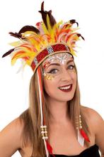 Verentooi Geel Rood Wit Veren Tooi Hoofdtooi Indianentooi Fa, Kleding | Dames, Nieuw, Carnaval, Ophalen of Verzenden