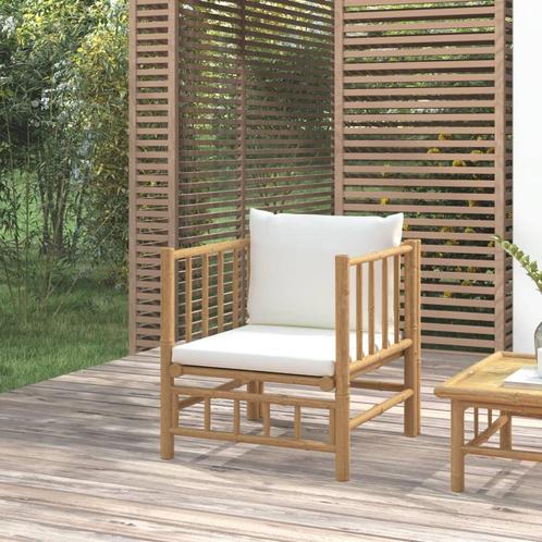 vidaXL Tuinbank met kussens bamboe crèmewit, Tuin en Terras, Tuinsets en Loungesets, Nieuw, Hout, Verzenden