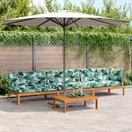 vidaXL 4-delige Loungeset pallet met kussens massief, Verzenden, Nieuw, Hardhout, Loungeset