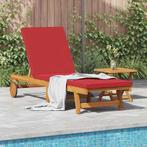 vidaXL Ligbed met Wielen en Kussen - Rood, Massief Hout, Tuin en Terras, Ligbedden, Verzenden, Nieuw