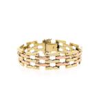 8 Krt. Bicolor Bismarck schakel armband | 19 cm (roségoud), Sieraden, Tassen en Uiterlijk, Antieke sieraden, Ophalen of Verzenden
