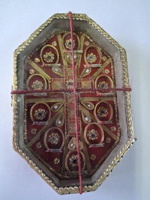 Reliekhouder - Glas, Hout, Papier, Textiel - 1850-1900 -, Antiek en Kunst, Kunst | Niet-Westerse kunst