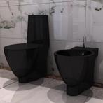 vidaXL Toilet- en bidetset keramiek zwart, Doe-het-zelf en Verbouw, Sanitair, Verzenden, Nieuw
