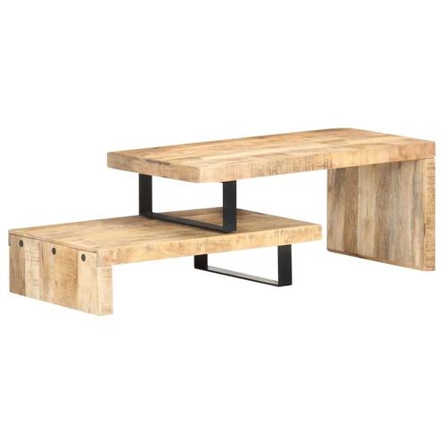 vidaXL 2-delige Salontafelset massief mangohout, Huis en Inrichting, Tafels | Salontafels, Nieuw, Overige houtsoorten, Verzenden