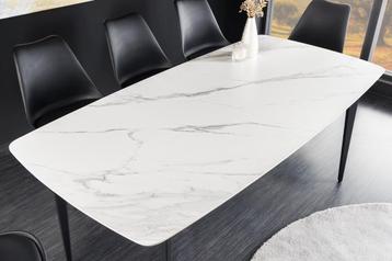 Eettafel MILANO 180 cm wit marmer keramiek zwart metalen beschikbaar voor biedingen