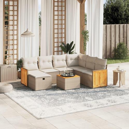 vidaXL 8-delige Loungeset met kussens poly rattan beige, Tuin en Terras, Tuinsets en Loungesets, Loungeset, Nieuw, Rotan, Verzenden