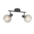 Design spot zwart met smoke glas 2-lichts - Chico, Nieuw, Glas, Design