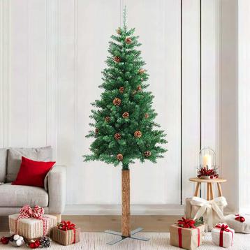 vidaXL Kerstboom met echt hout en dennenappels smal 210 cm beschikbaar voor biedingen