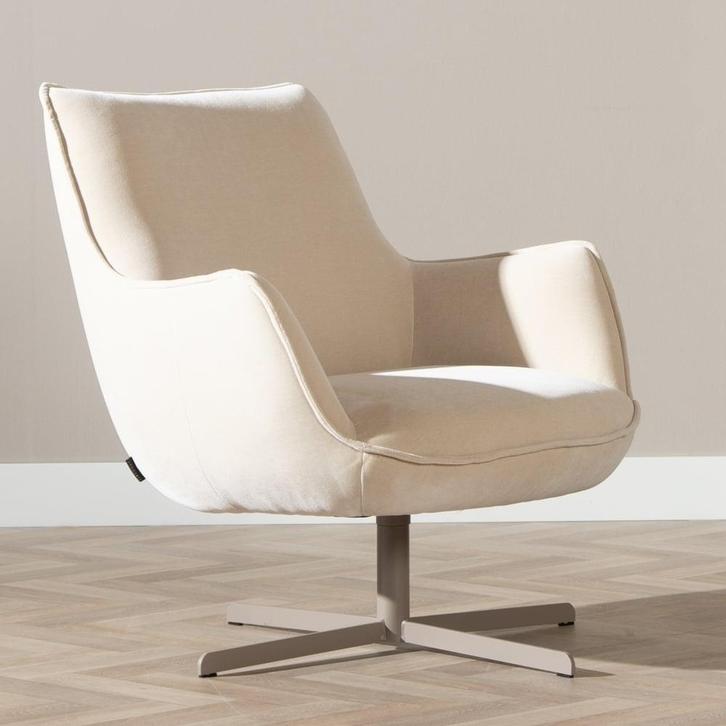 40% Korting: Fauteuil Stella draaibaar velvet beige, Huis en Inrichting, Fauteuils, Zo goed als nieuw, Ophalen