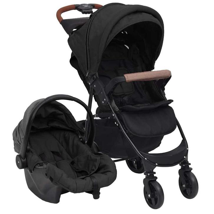 vidaXL Kinderwagen 3-in-1 staal antracietkleurig, Kinderen en Baby's, Kinderwagens en Combinaties, Nieuw, Verzenden