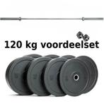 Strongman Halterset bumper plates voordeelset 120 kg, Sport en Fitness, Fitnessmaterialen, Ophalen of Verzenden, Nieuw, Benen