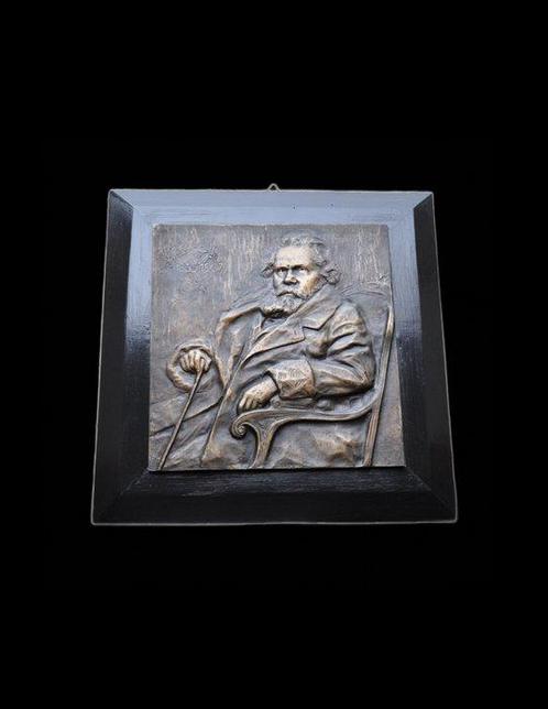 Plaque - Brons, Hout, Antiek en Kunst, Antiek | Keramiek en Aardewerk