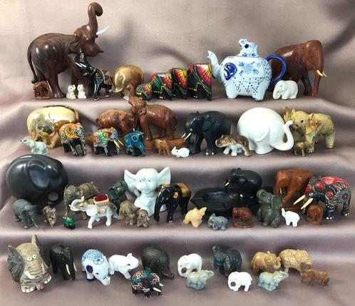 Beeldje - Collectie olifantjes (60) - Aardewerk, Composiet,, Antiek en Kunst, Antiek | Speelgoed