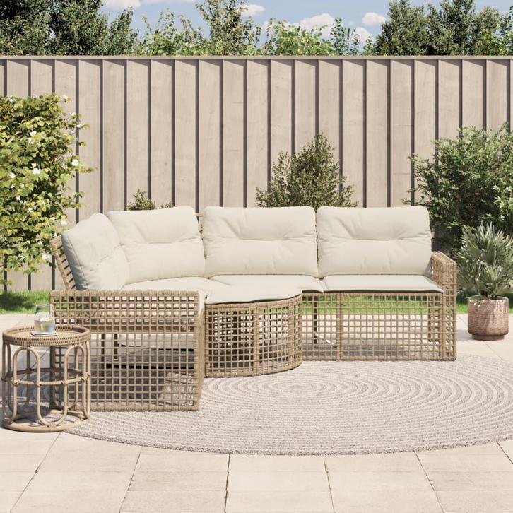 vidaXL Tuinbank met kussens en voetensteun L-vormig poly, Tuin en Terras, Tuinsets en Loungesets, Nieuw, Rotan, Verzenden