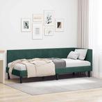 vidaXL Hoekbedframe met hoofdeinde Donkergroen 80 cm x 200, Verzenden, Nieuw, Groen, Stof