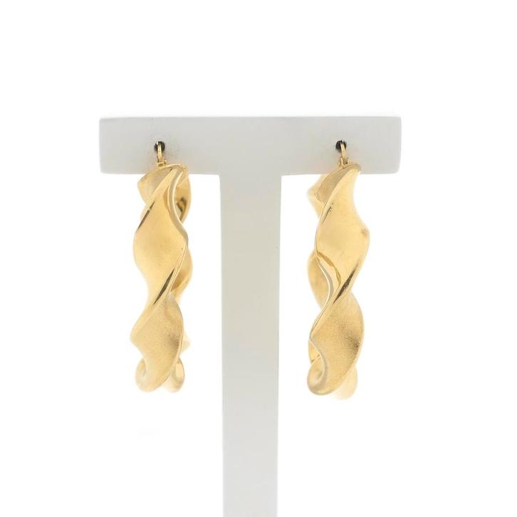 Gouden wokkel oorringen | Ø 45 mm (wokkels, kliksluiting), Sieraden, Tassen en Uiterlijk, Oorbellen, Overige kleuren, Gebruikt