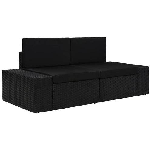 Tuinbank Rattan Zwart | Tweedekansje | Comfortabel!, Tuin en Terras, Tuinbanken, Nieuw, Rotan, Ophalen of Verzenden