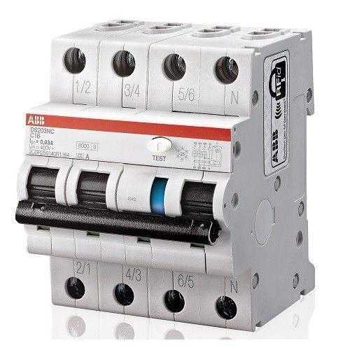 ABB aardlekautomaat 3P+N B20 DS 203NC B20 0,03, Doe-het-zelf en Verbouw, Elektra en Kabels, Nieuw, Ophalen of Verzenden